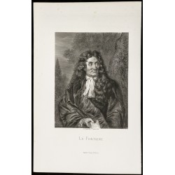 Gravure de 1878 - Portrait de Jean de la Fontaine - 2