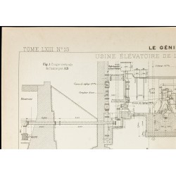 Gravure de 1913 - Plan ancien de l'usine élévatoire de la ville de Bourg - 2
