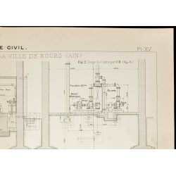 Gravure de 1913 - Plan ancien de l'usine élévatoire de la ville de Bourg - 3