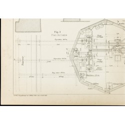 Gravure de 1913 - Plan ancien de l'usine élévatoire de la ville de Bourg - 4