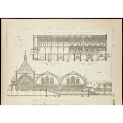 Gravure de 1913 - Plan ancien de la nouvelle gare centrale de Copenhague - 2