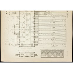 Gravure de 1913 - Plan ancien de la nouvelle gare centrale de Copenhague - 3