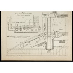 Gravure de 1913 - Plan ancien  - Radoub "Gladstone" à Liverpool - 3