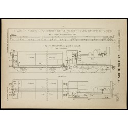 Gravure de 1913 - Plan ancien d'un Train-Tramway réversible - 1