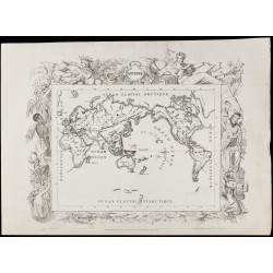 Gravure de 1874 - Mappemonde & Carte de l'Afrique - 2