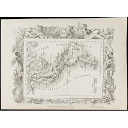 Gravure de 1874 - Carte ancienne de l'Amérique & Asie - 2