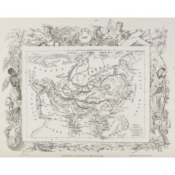 Gravure de 1874 - Carte ancienne de l'Amérique & Asie - 3