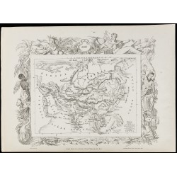 Gravure de 1874 - Carte ancienne de l'Amérique & Asie - 4