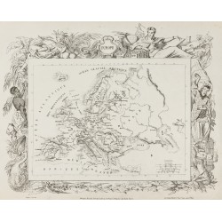 Gravure de 1874 - Carte ancienne de l'Europe & Océanie - 1