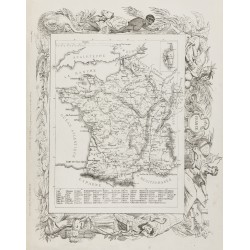 Gravure de 1874 - Carte ancienne de France & Ain - 1