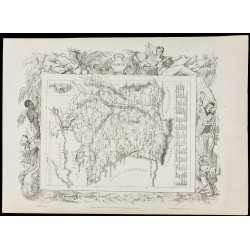 Gravure de 1874 - Carte ancienne de France & Ain - 2