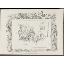 Gravure de 1874 - Carte ancienne de l'Aisne & Allier - 2