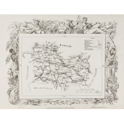Gravure de 1874 - Carte ancienne des Côtes du Nord & Creuse - 1