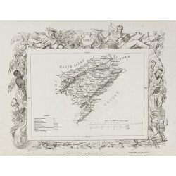 Gravure de 1874 - Carte ancienne de Dordogne & Doubs - 3