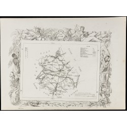 Gravure de 1874 - Carte ancienne de Eure-et-Loir & Finistère - 2