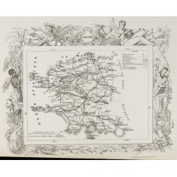 Gravure de 1874 - Carte ancienne de Eure-et-Loir & Finistère - 3