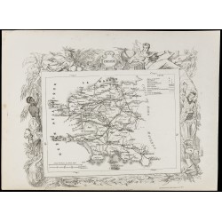 Gravure de 1874 - Carte ancienne de Eure-et-Loir & Finistère - 4