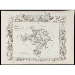 Gravure de 1874 - Carte ancienne du Gard & Haute-Garonne - 2