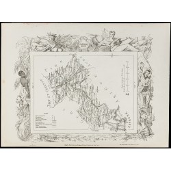 Gravure de 1874 - Carte ancienne du Gard & Haute-Garonne - 4