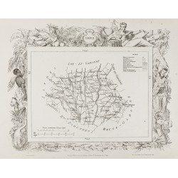 Gravure de 1874 - Carte ancienne du Gers & Gironde - 1