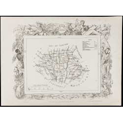 Gravure de 1874 - Carte ancienne du Gers & Gironde - 2