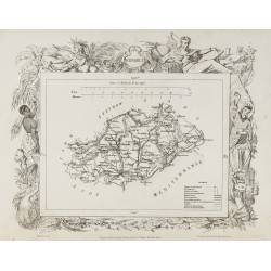 Gravure de 1874 - Carte ancienne de l'Herault & Ile-et-Vilaine - 1