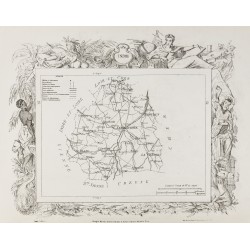 Gravure de 1874 - Carte ancienne de l'Indre & Indre-et-Loire - 1