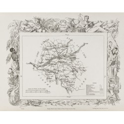 Gravure de 1874 - Carte ancienne de l'Indre & Indre-et-Loire - 3