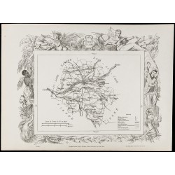 Gravure de 1874 - Carte ancienne de l'Indre & Indre-et-Loire - 4