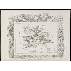 Gravure de 1874 - Carte ancienne de la Lozère & Maine-et-Loire - 4