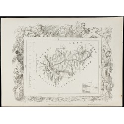 Gravure de 1874 - Carte ancienne de la Haute-Marne & Mayenne. - 2