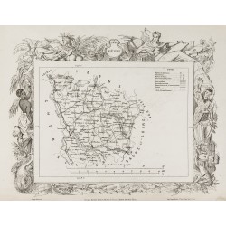 Gravure de 1874 - Carte ancienne de la Nièvre & Nord - 1