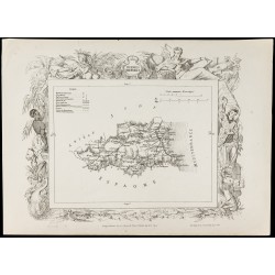 Gravure de 1874 - Carte ancienne des Pyrènées-Orientales & Bas-Rhin - 1