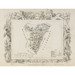 Gravure de 1874 - Carte ancienne des Pyrènées-Orientales & Bas-Rhin - 2