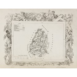 Gravure de 1874 - Carte ancienne du Haut-Rhin & Rhône - 1
