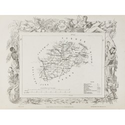Gravure de 1874 - Carte ancienne de Haute-Saône & Saône-et-Loire - 1