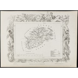 Gravure de 1874 - Carte ancienne de Haute-Saône & Saône-et-Loire - 2
