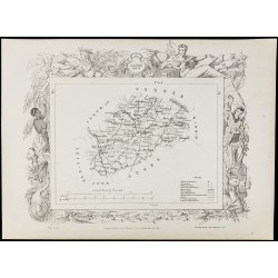 Gravure de 1874 - Carte ancienne de Haute-Saône & Saône-et-Loire - 2
