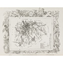 Gravure de 1874 - Carte ancienne de Seine-et-Oise & Deux-Sèvres - 1