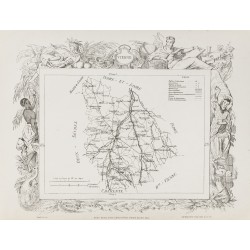 Gravure de 1874 - Carte ancienne de la Vienne & Haute-Vienne - 1