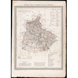 Gravure de 1839 - Carte géographique ancienne des Ardennes - 1