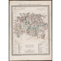 Gravure de 1839 - Carte géographique ancienne de l'Allier - 1
