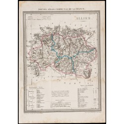 Gravure de 1839 - Carte géographique ancienne de l'Allier - 1