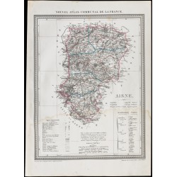 Gravure de 1839 - Carte géographique ancienne de l'Aisne - 1