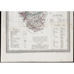 Gravure de 1839 - Carte géographique ancienne de l'Aisne - 3