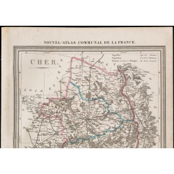 Gravure de 1839 - Carte géographique ancienne du Cher - 2