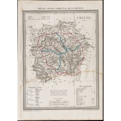 Gravure de 1839 - Carte géographique ancienne de la Creuse - 1