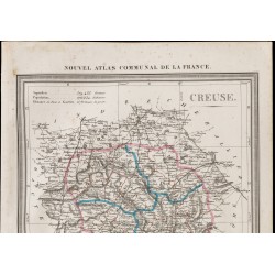 Gravure de 1839 - Carte géographique ancienne de la Creuse - 2