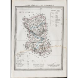 Gravure de 1839 - Carte géographique ancienne des Deux-Sèvres - 1