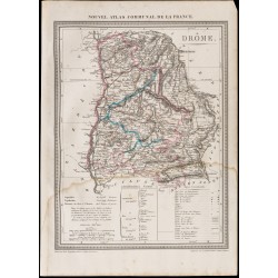 Gravure de 1839 - Carte géographique ancienne de la Drôme - 1
